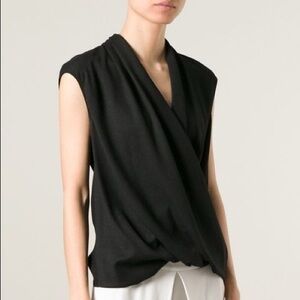 Helmut Lang Draped Crossover Blouse Small